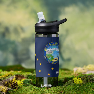 Agua Botella de Alaska, bandera patriótica de Alaska