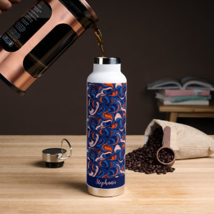 Agua Botella de café aislada retro groovy naranja azul