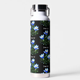 Agua Botella de cobre al vacío aislada Blue Crocuses Th