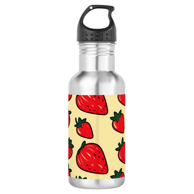 Agua Botella de fresa retro - patrón de fresa lindo (Anverso)