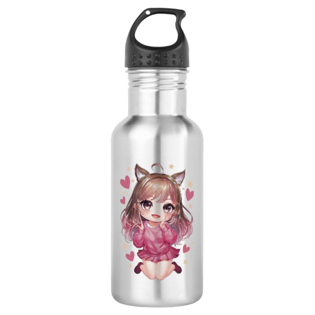 Agua botella de plata con diseño de anime (Anverso)