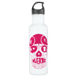 Agua Botella del cráneo de Dia De Los Muertos Pink