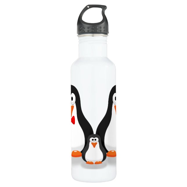 Agua Botella linda de la familia del pingüino (Anverso)