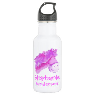 Agua Chicas id pony botella de bebidas rosas y blancas
