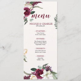Agua de Borgoña | Menú de cena Boda floral