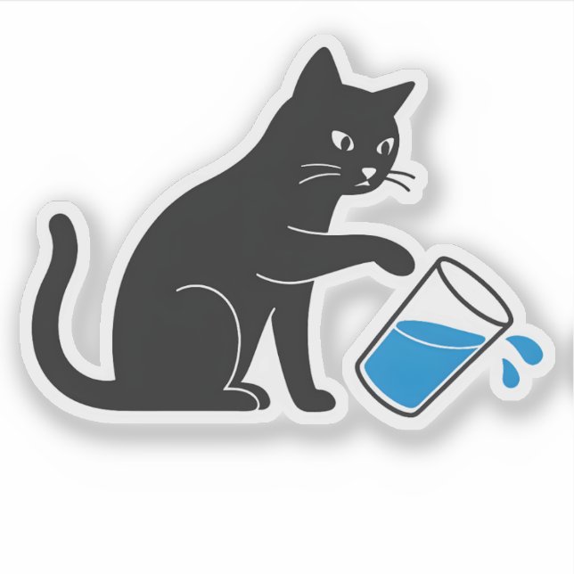 Agua de derrame de gato negro - Pegatina de portát (Anverso)