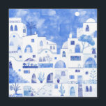 Agua de Santorini Grecia<br><div class="desc">Un moderno cuadro acuático azul y blanco de la isla griega de Santorini. Arte original de Nic Squirrell.</div>