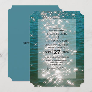 Agua del mar de la playa Esparkles Invitaciones a 