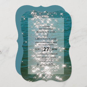 Agua del mar de la playa Esparkles Invitaciones a