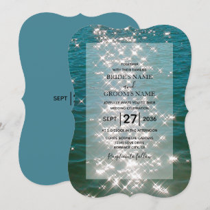 Agua del mar de la playa Esparkles Invitaciones a 