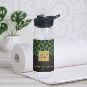 Agua Dúo negro y verde - Logotipo comercial Botella de 