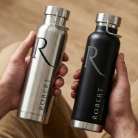 Elegante nombre personalizado moderno y botella de