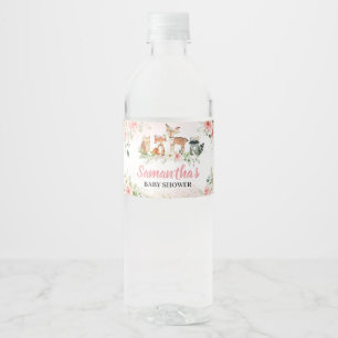 Agua Etiqueta de Botella para Baby Shower Floral Rosa d