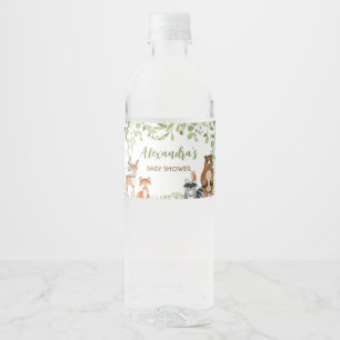 Agua Etiqueta de botella para baby shower Greenery Wood