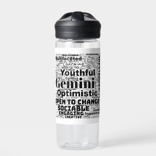 Agua Gemini Zodiac Word Cloud Inspiración Botella de ag