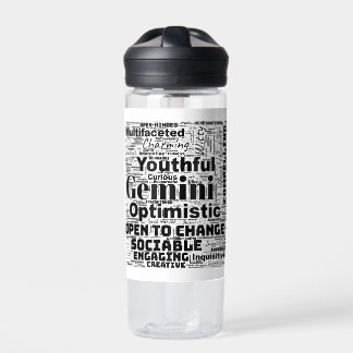 Agua Gemini Zodiac Word Cloud Inspiración Botella de ag