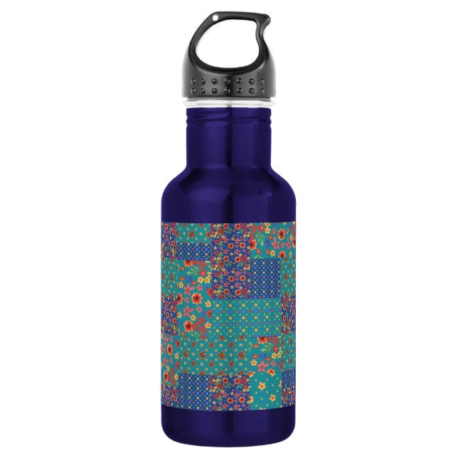 Agua Impresiones nostálgicas Faux Patchwork Botella de  (Anverso)