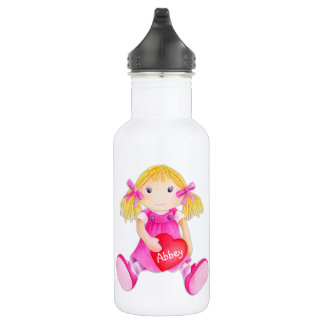 Agua muñeca de traga Watercolor arte nombre botella de