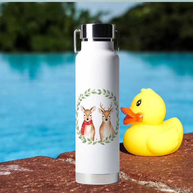 Agua Navidades de acuarela Caribou Pareja Botella de Ag (Subido por el creador)