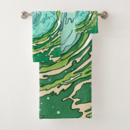 Agua Olive Forest Green Sea Waves