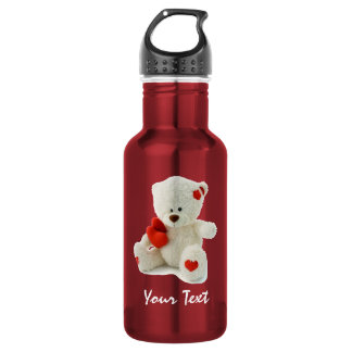 Agua Oso de peluche con corazones rojos Botella Liberty