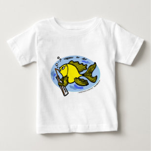 Agua para el pescado - linda camiseta de bebé gra