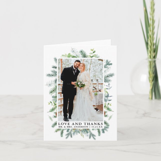 Agua Pine Greenery Amor Gracias Nota Boda (Anverso)
