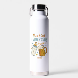 Agua Primer Día del Padre Juntos - Botella de cerveza y