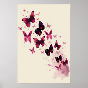 Agua rosa y morada mariposa arte
