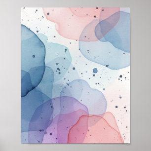 Agua suave Abstrato arte de pared con azul pastel