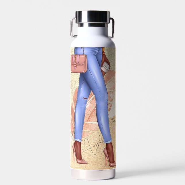 Agua Tacones de mujer con brillo falso rosa botella de  (Delantero)