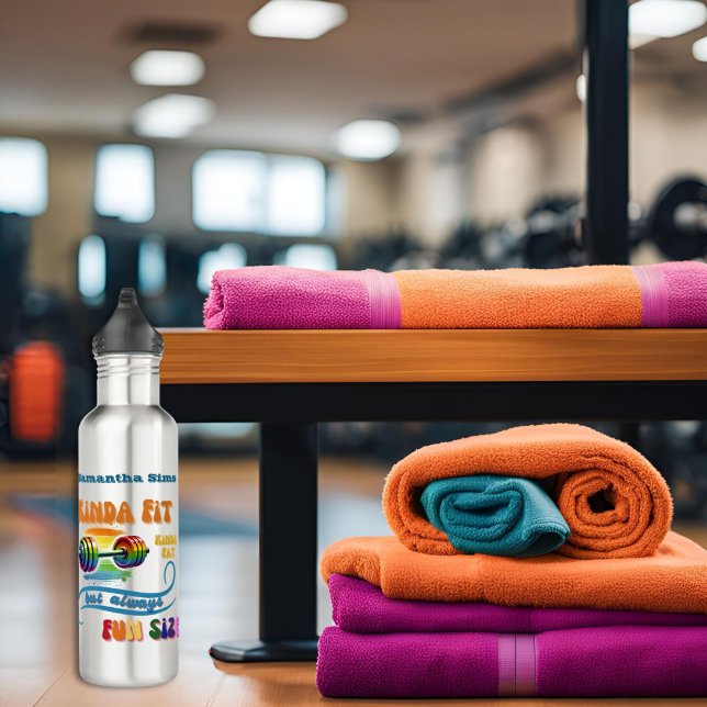 Agua Un poco apto para la comida Graciosa Botella de ag (Kinda Fit Funny Gym Quotes Stainless Steel Water Bottle for Foodie and Fitness)