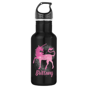 Agua Unicornio mágico rosa añada el nombre botella de a
