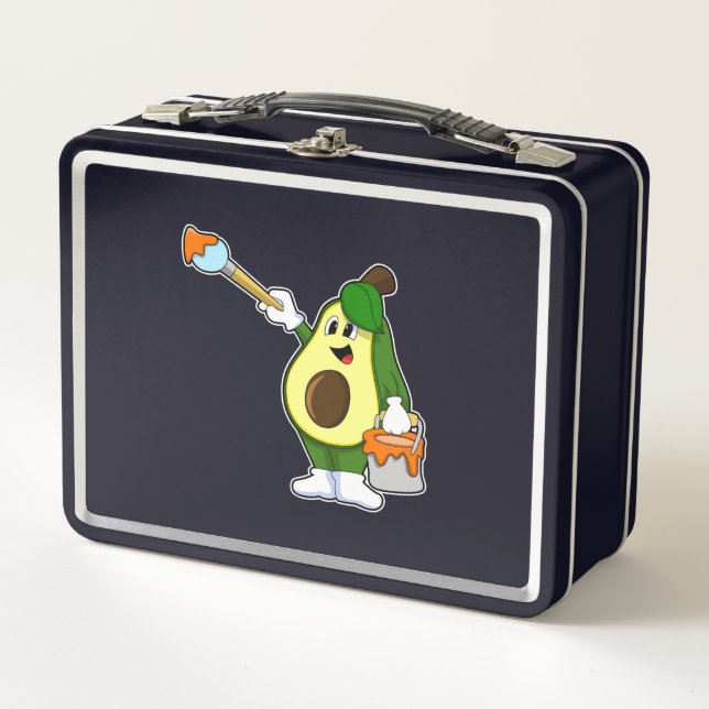 Aguacate como pintador con pincel de pintura (Anverso)