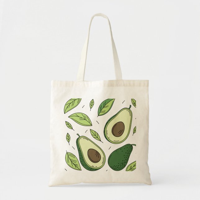 Aguacate fresco con hojas verdes - Bolsa Tote (Frente)
