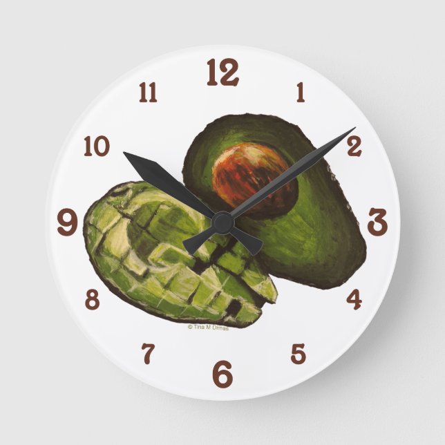 Aguacate reloj de pared acrílico (Anverso)