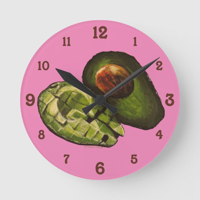Aguacate reloj de pared acrílico (Anverso)