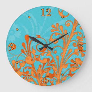 Aguamarina brillante azul y reloj de pared floral