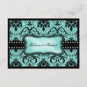 Aguamarina hermosa azul y tarjetas negras de RSVP