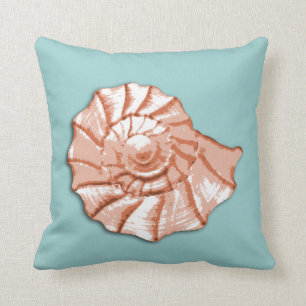 Aguamarina y Cojín decorativo del Seashell del