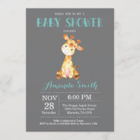 Aguamarina y gris de la invitación de Baby Shower