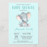 Aguamarina y gris de la invitación de Baby Shower