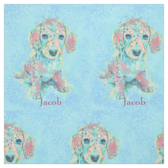 aguamarina y tela personalizable del dachshund (Retal)