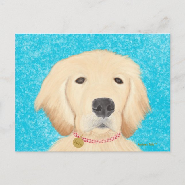 Aguas azules de la postal del perro de Golden Retr (Anverso)