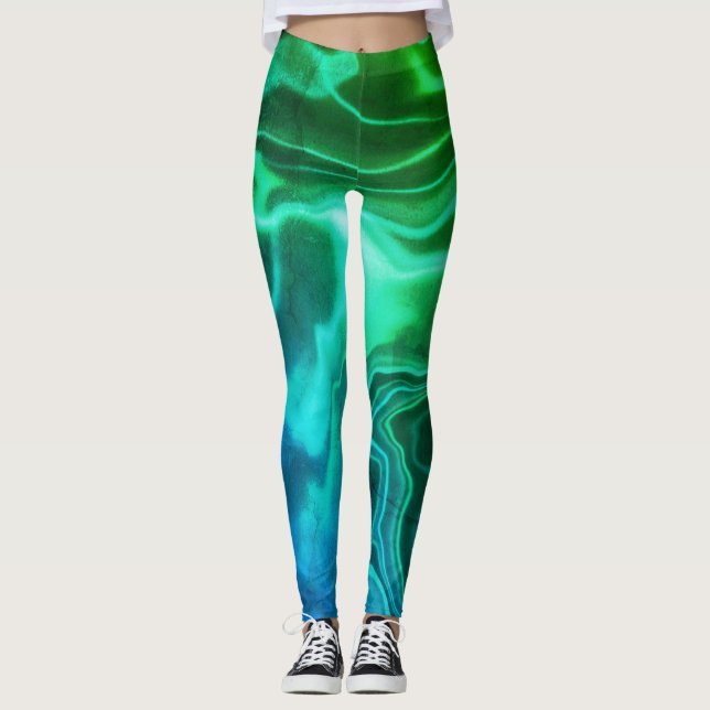 Aguas verdes y azules martilladas Españdex Legging (Anverso)