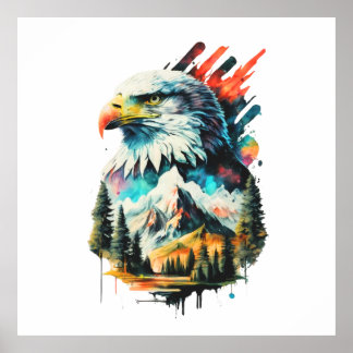 Águila acuática y arte paisajístico de montaña