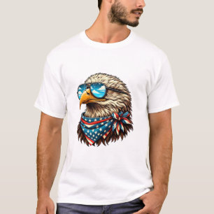 Águila americana con gafas azules camiseta de lujo