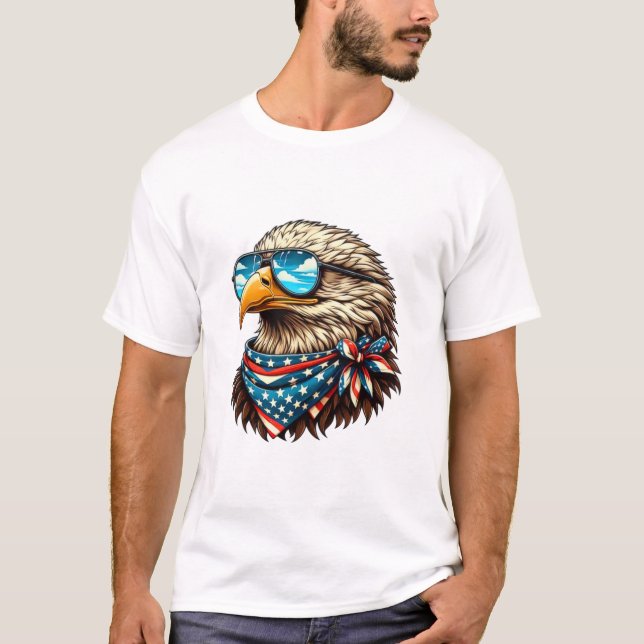 Águila americana con gafas azules camiseta de lujo (Anverso)