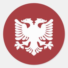 Águila blanca albanesa sobre Pegatina de fondo roj