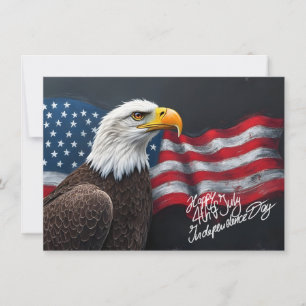 Águila Calva con Bandera Americana Arte del 4 de J